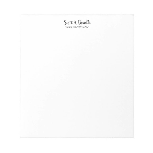 Bloc De Notas Elegante Único Plano Simple Blanco Especial (Frente)
