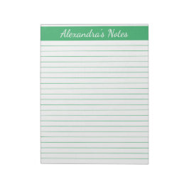 Bloc De Notas Elegante Verde 8.5x11 Tamaño de letra personalizad