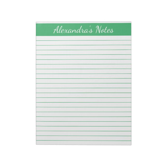 Bloc De Notas Elegante Verde 8.5x11 Tamaño de letra personalizad (Lado Izquierdo)