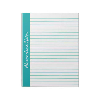 Bloc De Notas Elegante Verde azulado 8.5x11 Tamaño de letra Nomb