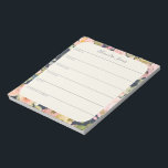 Bloc De Notas Elegante Vintage Floral Personalizado Planner Sema<br><div class="desc">Un elegante tablero de planificación semanal personalizado con un elegante patrón de flores de boho vintage en azul marino.</div>