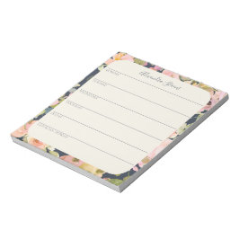 Bloc De Notas Elegante Vintage Floral Personalizado Planner Sema
