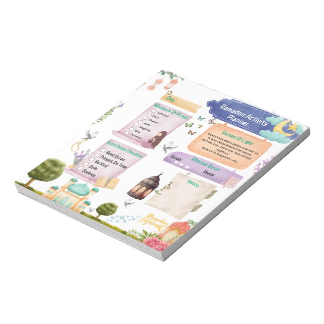 Bloc De Notas Elegante Watercolor Ramadan Activity Planner (Lado Izquierdo)