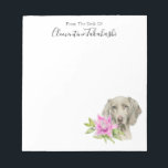 Bloc De Notas Elegante Weimaraner Dog Watercolor | Añadir su nom<br><div class="desc">Esta es una pintura acuarela de un perro de Weimaraner y una lirio rosa. Weimaraner es un perro grande que solía ser criado para cazar. Ella tiene un hermoso abrigo plateado o gris ratón con ojos azules. Esto fue pintado a mano en papel picante Arches con pinturas acuáticas Daniel Smith....</div>