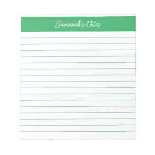 Bloc De Notas Elegante y moderno guión verde personalizado