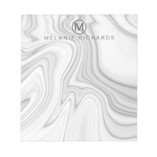 Bloc De Notas Elegante y moderno nombre de mármol blanco
