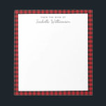 Bloc De Notas Elegante y moderno reloj de búfalo rojo negro<br><div class="desc">Bloc de notas de la placa de la comprobación moderna de búfalo negro y rojo</div>