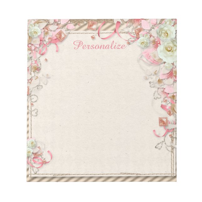 Bloc De Notas Elegante y romántico florido jardín florido (Frente)