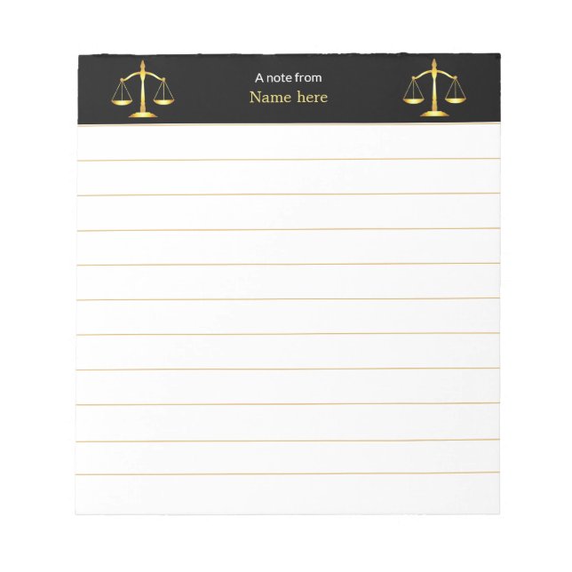 Bloc De Notas Elegantes balanzas de justicia alineadas (Frente)