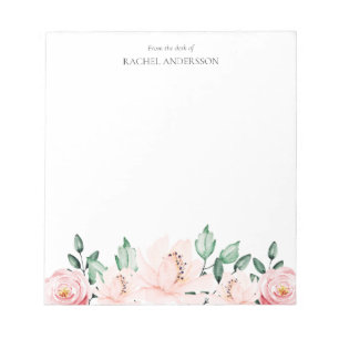Bloc De Notas Elegantes flores rosadas de la mesa de Notepad