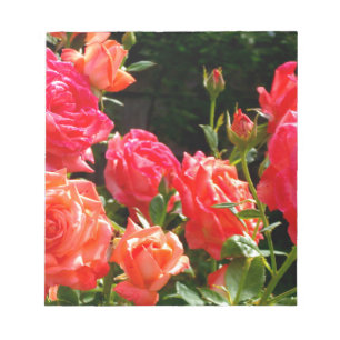 Bloc De Notas Elegantes naranjas rojos rosas florales