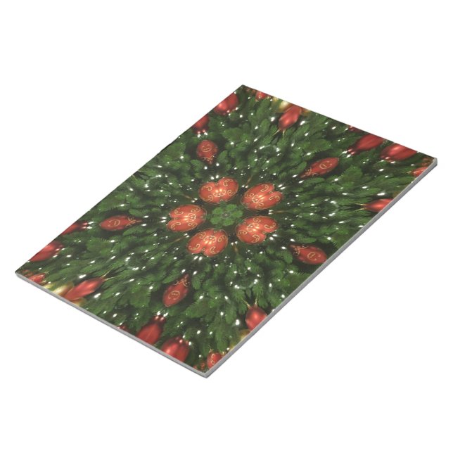 Bloc De Notas Elegantes Navidades Wreath Red Green Kaleidoscópic (Lado Derecho)