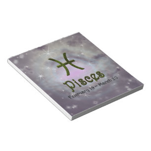 Bloc De Notas Elegir color Piscis Zodiac Rótulo Astrológico