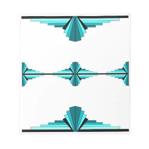 Bloc De Notas Elementos Art Deco en verde verde azulado