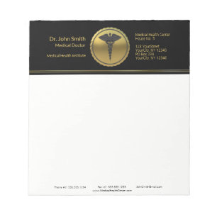 Bloc De Notas Emblema de Caduceo de Oro 3D Profesional
