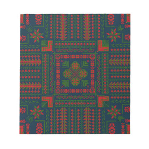 Bloc De Notas Embroideric palestino Tatreez color verde rojo 5 P