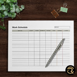 Bloc De Notas Employee Work Schedule 