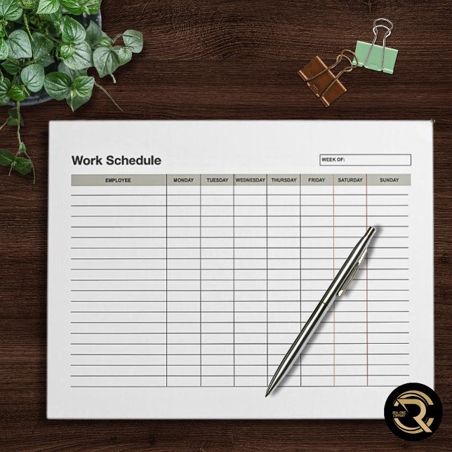 Bloc De Notas Employee Work Schedule  (Subido por el creador)