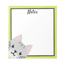 Bloc de notas en blanco gris Tabby Cat