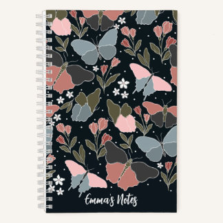 bloc de notas en espiral de mariposa azul | Diario