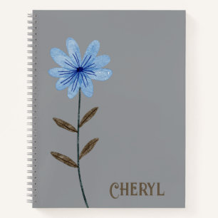 Bloc de notas en espiral del diario de diseño flor