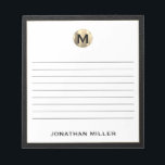 Bloc de notas en línea de monograma de lujo<br><div class="desc">Mantén tus notas organizadas y elegantes con este bloc de notas personalizado con un elegante monograma inicial en blanco y negro y dorado. Con muchas páginas alineadas, este bloc de notas es perfecto para anotar ideas, tomar notas o hacer listas de tareas pendientes. La tipografía clásica de bloques y el...</div>
