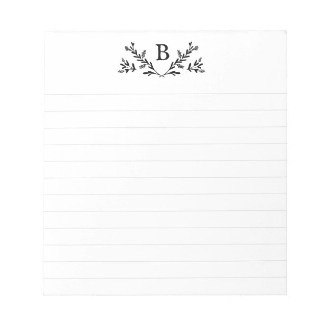 Bloc de notas en línea personalizado monograma (Frente)