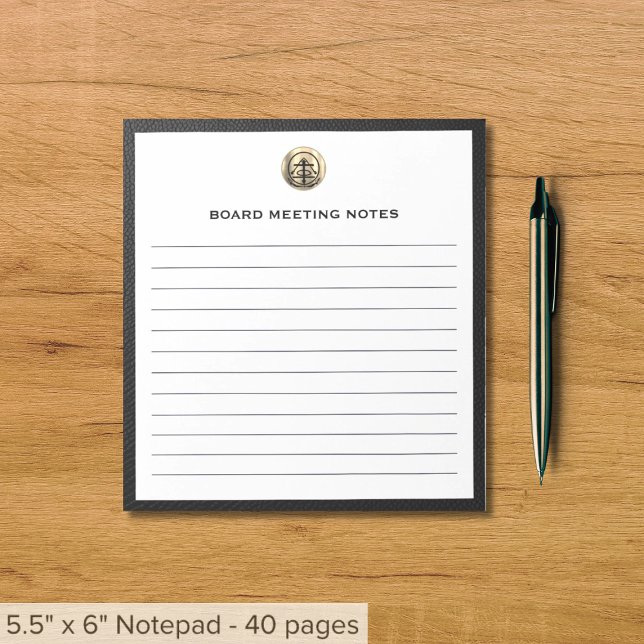 Bloc de notas en personalizable con logotipo (Black and brushed gold logo business event essentials, customizable for any industry)