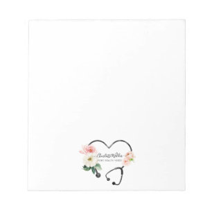 Bloc De Notas Enfermera a Domicilio Cuidadora Estetoscopio Flora