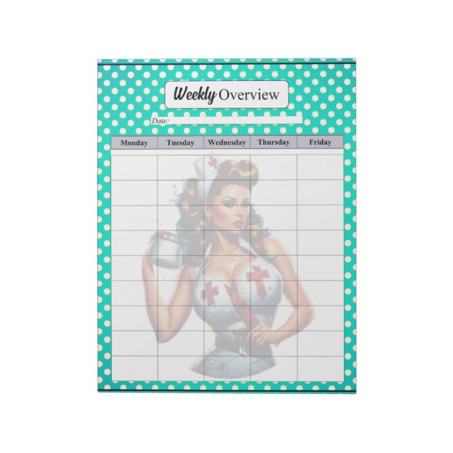 Bloc De Notas Enfermera bendita Pinup_ Visión General Semanal (Lado Izquierdo)