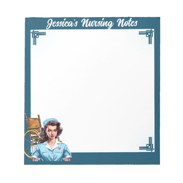 Bloc De Notas Enfermera Nostálgica Cuta _ Enfermera de enfermerí (Frente)