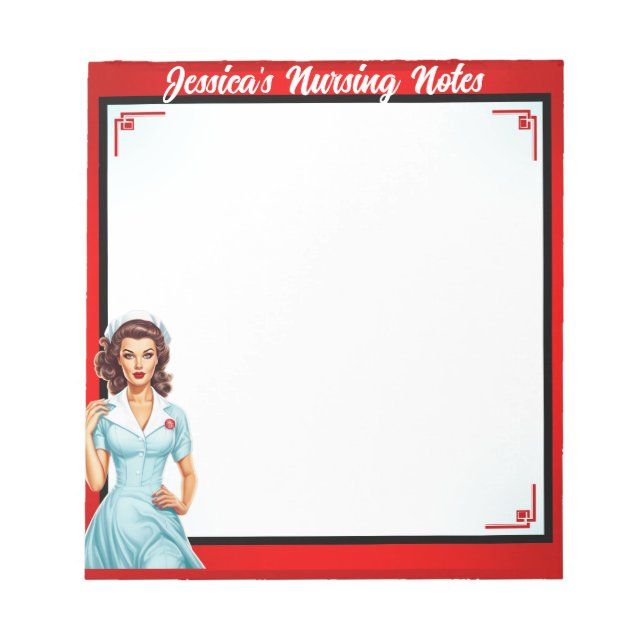 Bloc De Notas Enfermera Nostálgica Cute Pinup_ Me Gusta Las Vena (Frente)