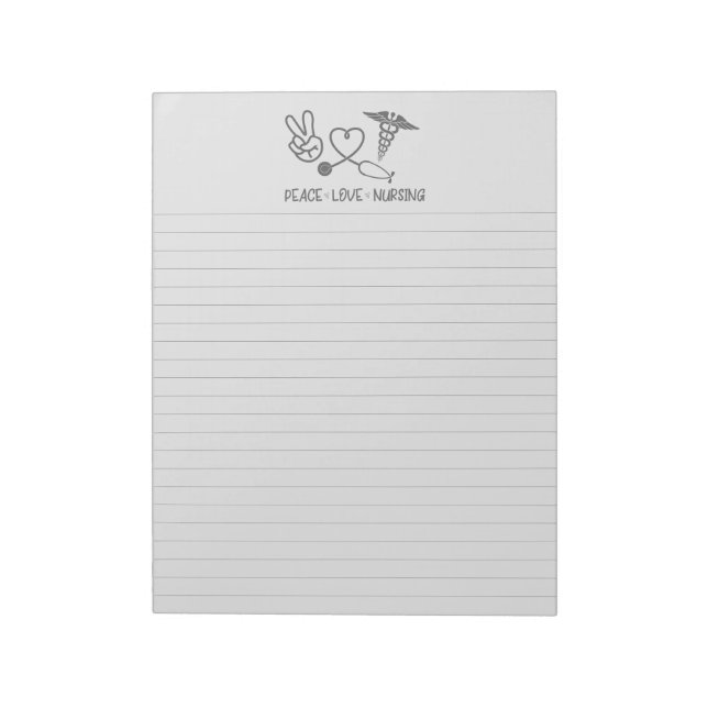 Bloc De Notas Enfermería de amor por la paz Lined Notepad (Lado Izquierdo)