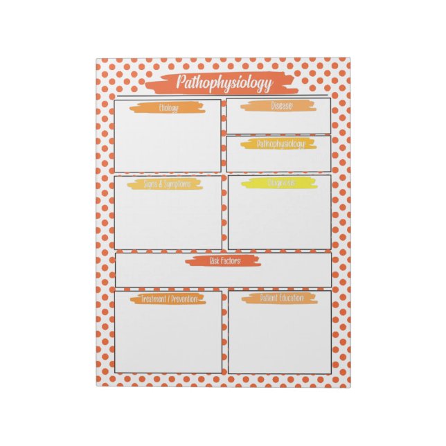 Bloc De Notas Enfermería naranja - Plantilla de patofisiología (Lado Izquierdo)