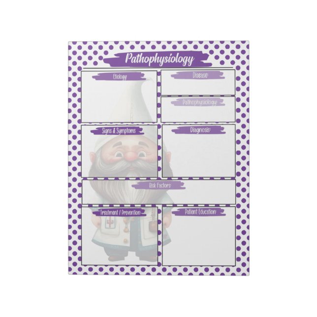 Bloc De Notas Enfermería Purple Dr. Gnome - Templo de la patofis (Lado Izquierdo)