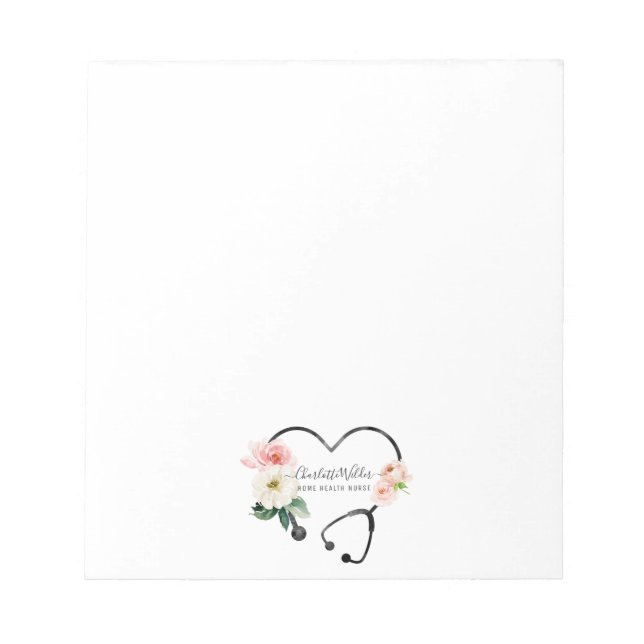 Bloc De Notas Enfermero de Salud Doméstica Cuidador Estetioscopi (Frente)