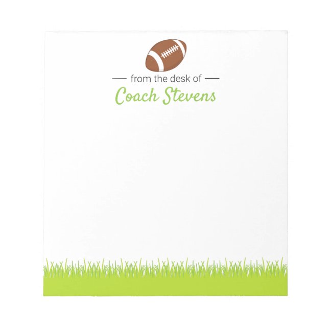 Bloc De Notas Entrenador de fútbol Green Grass Field Stationery (Frente)