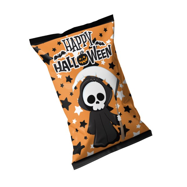 Bloc De Notas envolturas de bolsas de papas fritas Grimm de Hall (Halloween Chip Bag Wrapper Treats, Grimm Reaper)