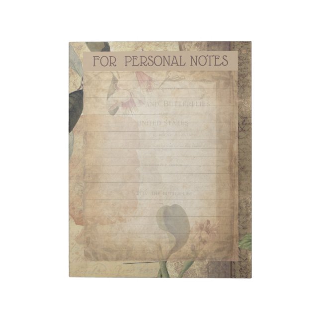 Bloc De Notas Episcopía abstracta de flor de magnolia de época (Lado Izquierdo)