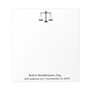 Bloc De Notas Escala de Justicia Abogado Negro Notepad