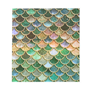 Bloc De Notas Escalas de sirena de oro para Purpurina de Relieve