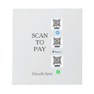 Bloc De Notas escanear para pagar detalles del código QR de Venm