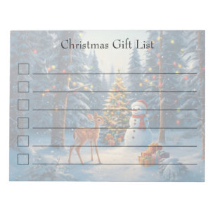 Bloc De Notas Escena De Árbol De Navidad Cute Deer Fawn Snowman