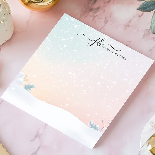 Bloc De Notas Escena de invierno personalizada con nevada pastel (Subido por el creador)