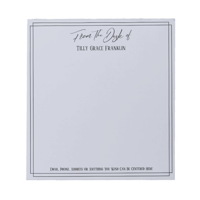 Bloc De Notas Escritura a mano desde el escritorio de simple azu (Frente)