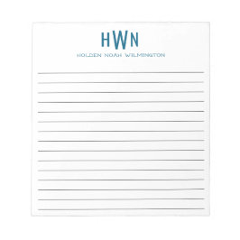 Bloc De Notas Escritura Profesional de Azul Marino con Monograma