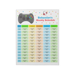 Bloc De Notas Escuela personalizada de videojuegos de horario do