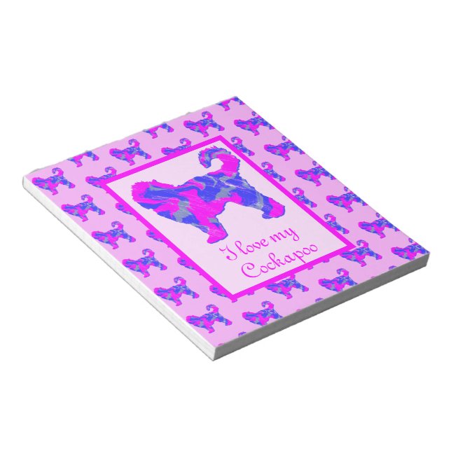 Bloc De Notas Eslócula rosa y azul para el perro Cockapoo (Lado Derecho)