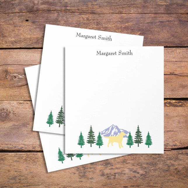 Bloc De Notas Espectáculo de Labrador Amarillo de Árboles Everve (Personalized Yellow Labrador Outline Evergreen Trees Design Notepad for Labrador Owners. )