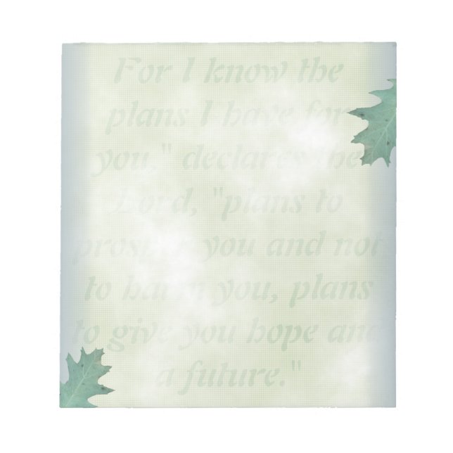 Bloc De Notas Esperanza y un futuro, papel de nota cristiano (Frente)